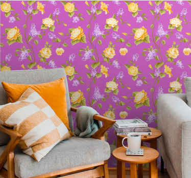 Herkkä vaaleanpunainen kuvio kukkatapetti - Tenstickers