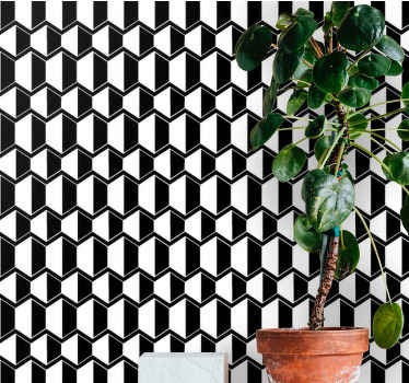 Abstract behang Zwart-witte zeshoeken - TenStickers