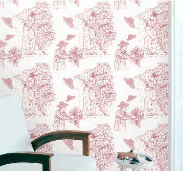 Papel tapiz barroco escena minimalista de cosecha - TenVinilo