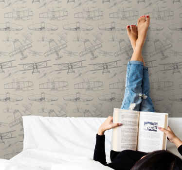 Papel clásico Patrón de aviones "vintage" - TenVinilo