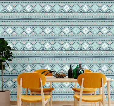 Tribal pattern Light blue abstract wallpaper - TenStickers