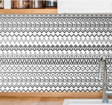 Grey and white geometric motif nordic wallpaper - TenStickers