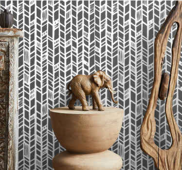 Stylised grey chevron entrance wallpaper - TenStickers