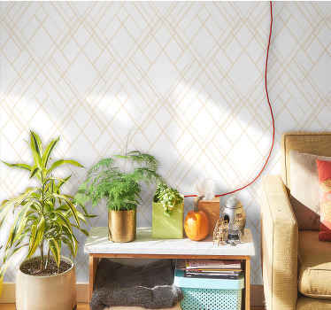 Golden irregular lines over white wallpaper - TenStickers