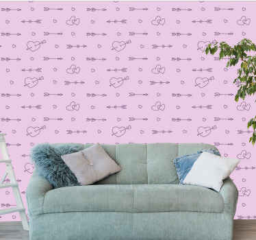 Papel pintado moderno Patrón-decoración corazones siluetas - TenVinilo