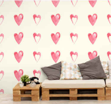Heart motif design master bedroom wallpaper - TenStickers