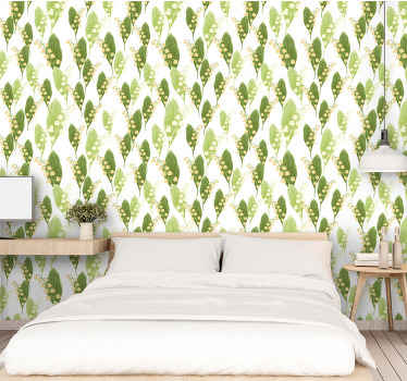 Papier peint fleur motif muguet - TenStickers