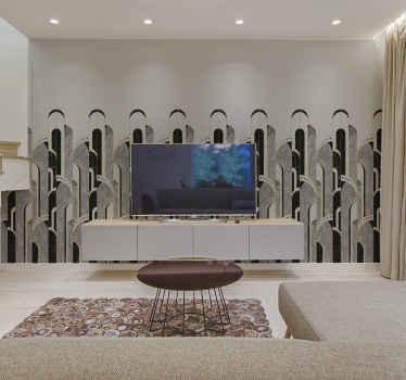 Papier peint Motif Art Déco motif gris et noir - TenStickers