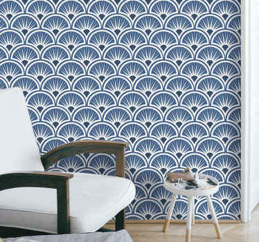 Papier peint Art Déco motif bleu et blanc - TenStickers