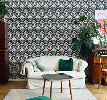 Siyah beyaz bohem desenli duvar kağıdı - TenStickers