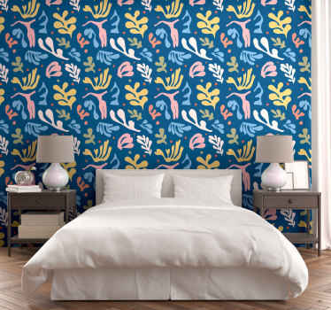 Papier peint motif de feuilles abstraites - TenStickers