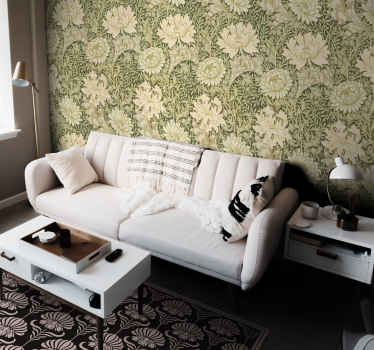 Modern style Chrysanthemum Flower Wallpaper - TenStickers