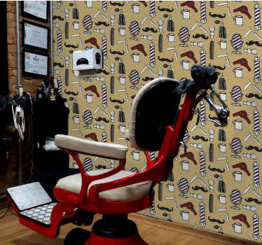 Papel pintado retro para barbería retro - TenVinilo