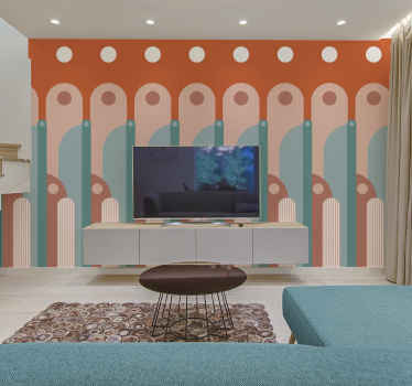 Kaarevat geometriset muodot olohuone tapetti - Tenstickers