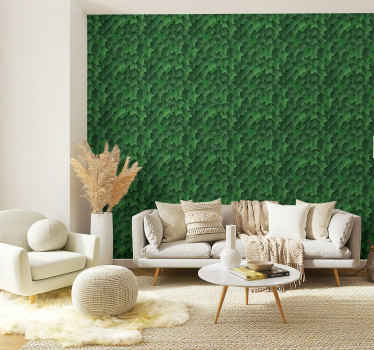 Papel pintado verde patrón de hojas de hiedra - TenVinilo