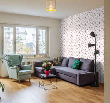 Papel pintado flores rosas de almendro - TenVinilo