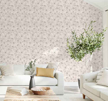 Papel para paredes flores de almendro dibujadas - TenVinilo