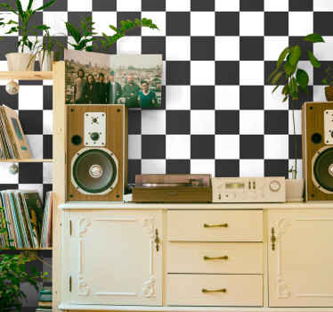 Black and white checkered square pattern teenage wallpaper - TenStickers