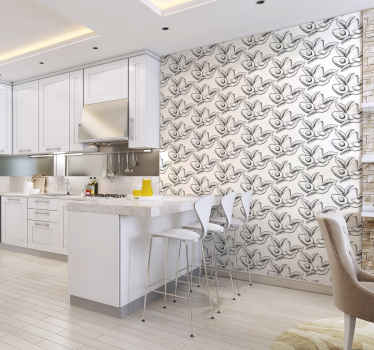 Black and beige avocados pattern kitchen white wallpaper - TenStickers