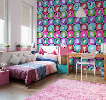 Behang cirkels met beelden vaporwave - TenStickers