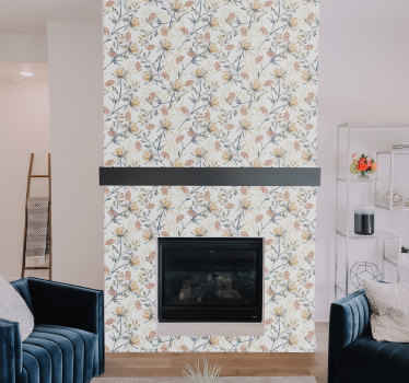 Papel pared de flores para chimenea - TenVinilo