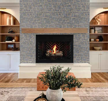 Stone cladding living room wallpaper - TenStickers