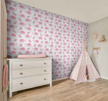 Papel pintado bebé elefantes fucsia - TenVinilo