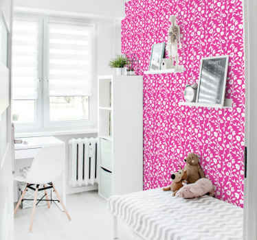 Papel pintado infantil rosa fucsia de flores - TenVinilo