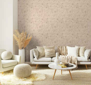 Tapete Wohnzimmer taupe geblümt - TenStickers