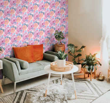 Akvarelové tapety z kvetov slezu - Tenstickers