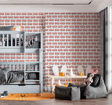 Rode brandweerwagen illustratie behang - TenStickers