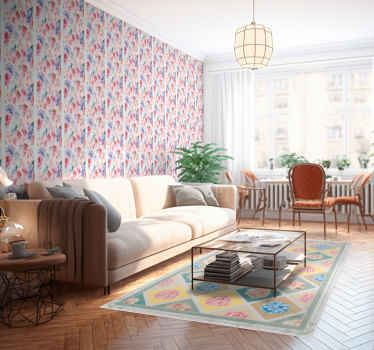 Papier peint motif de fleurs avec du bois - TenStickers