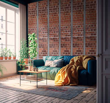 Bricks and iron effect wallpaper - TenStickers