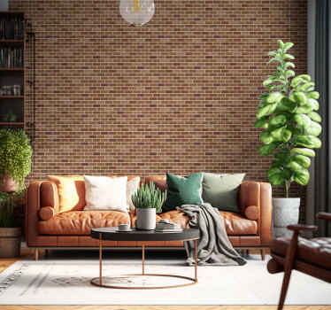 Brown Brick Pattern Wallpaper - TenStickers