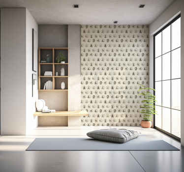 brown yoga icons beige wallpaper - TenStickers