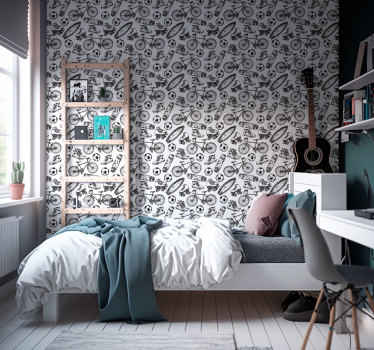 Sports doodles Vintage Wallpaper - TenStickers