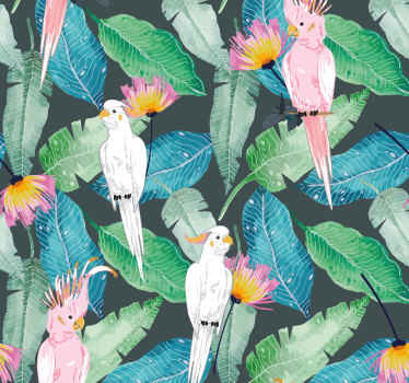tropical birds and leaves birds wallpaper - TenStickers