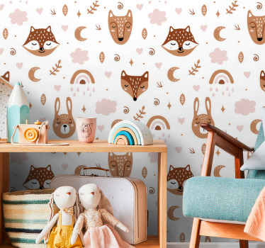 Kinderzimmer Tapete Tiere und Regenbögen - TenStickers