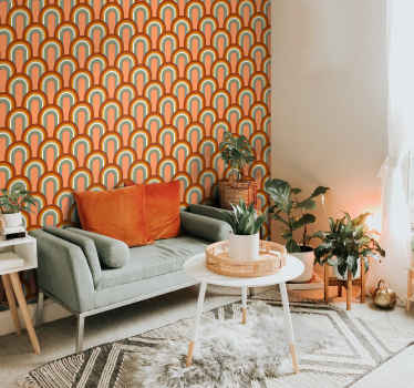 Tapete Wohnzimmer 70er Regenbogenmuster - TenStickers