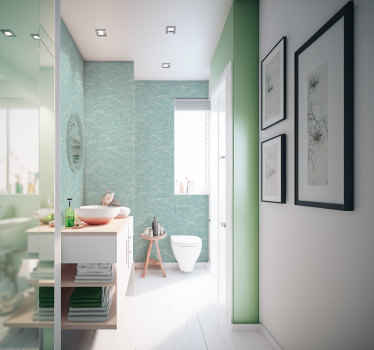 wave drawing pattern Bathroom wallpaper - TenStickers