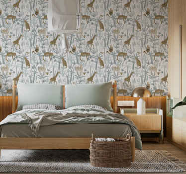 pastel color jungle pattern Wedding wallpaper - TenStickers