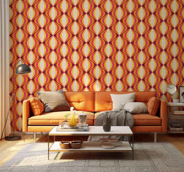 Tapete Wohnzimmer retro orange Welle - TenStickers