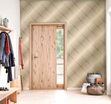 Gold Lines Pattern Hallway Wallpaper - TenStickers