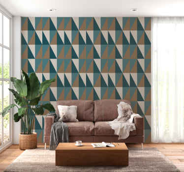 Grey and blue pattern Triangle Wallpaper - TenStickers