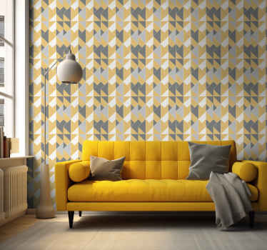 Yellow and grey pattern Triangle Wallpaper - TenStickers