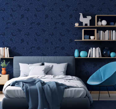 Abstract donkerblauw behang - TenStickers