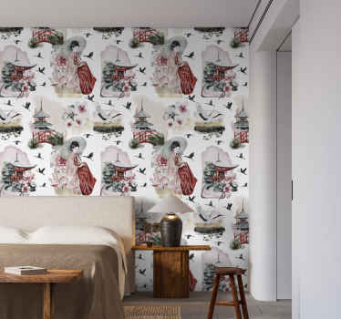 Japan headboard wallpaper - TenStickers