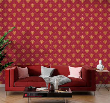 Tapete Wohnzimmer Barock goldenes Damastmuster - TenStickers