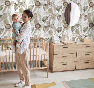 Beige viidakkokuvio tapetti vauvanhuoneeseen - Tenstickers