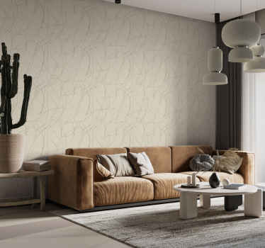 Beige ontwerp fijne lijnen abstract behang - TenStickers